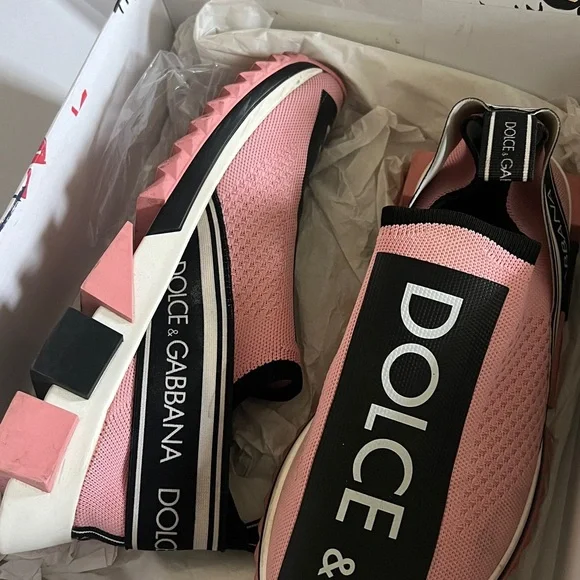 Dolce & Gabbana Pink and Black Slip-On Sneakers - Picture 2 of 4